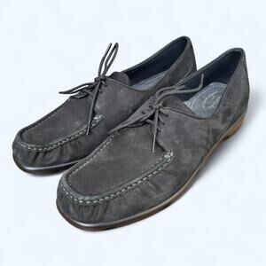 SAS Lace up Moccasin Toe Comfort Shoes Women's 9 N Black Nubuck Suede Classic
